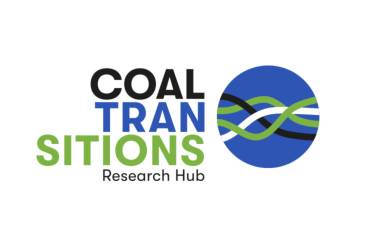 Logo – Text: Coaltransitions  Research Hub, daneben ein blauer Kreis mit vier ineinander verwobenen Kurven