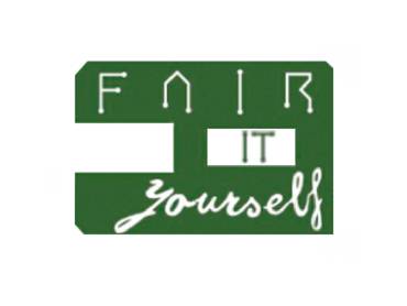 Weiße Schrift auf grünem Grund: Das Logo des Vereins Fair IT yourself