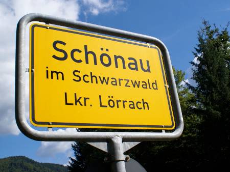 Ortsschild von Schönau im Schwarzwald