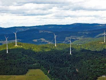 Luftaufnahme des EWS-Windparks auf dem Rohrenkopf