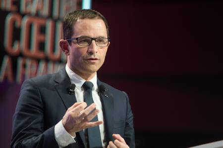 Benoit-Hamon spricht auf einer Wahlkampfveranstaltung zu den Präsidentschaftwahlen in Frankreich 2017