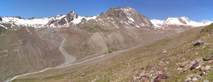 Gleiches Foto 2014 des Vernagtferners, der Gletscher ist fast verschwunden.