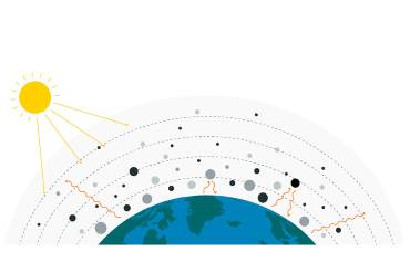 Eine Grafik zeigt die Atmosphärenschichten der Erde.